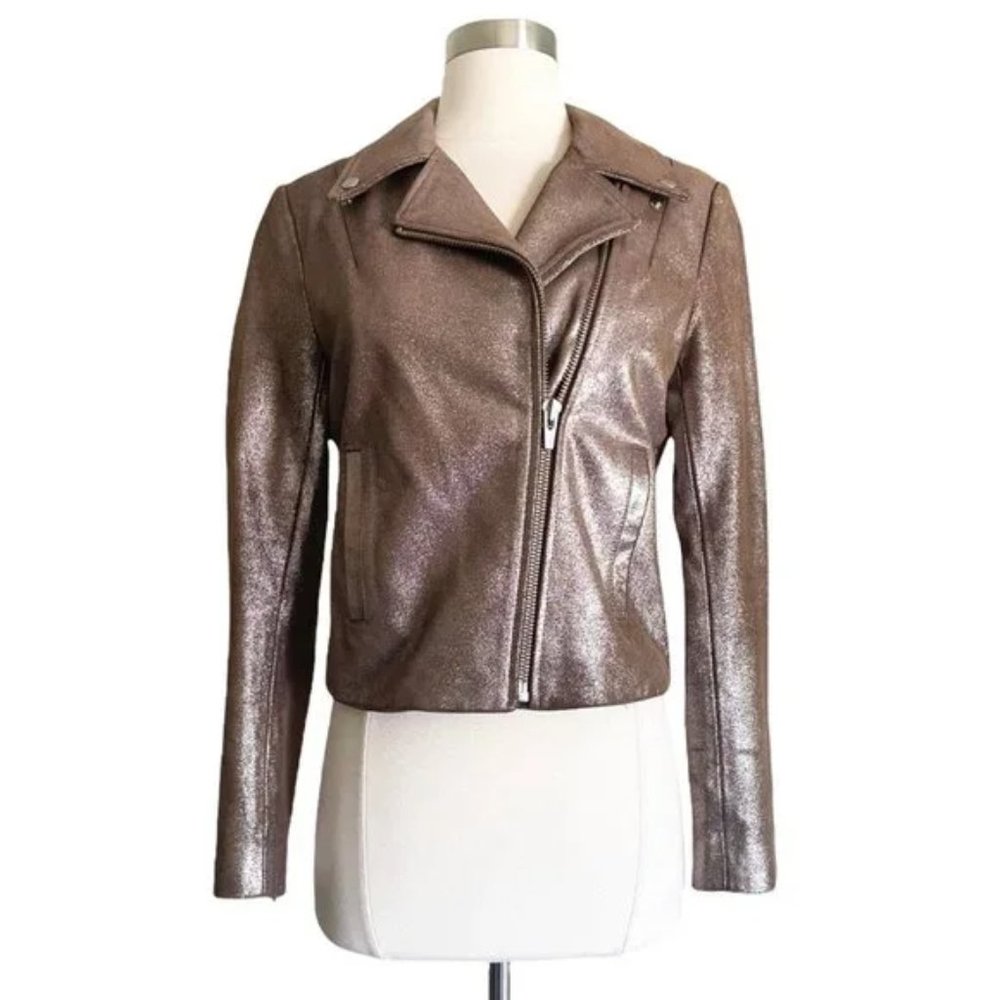 Veda Glitter Leather Jacket